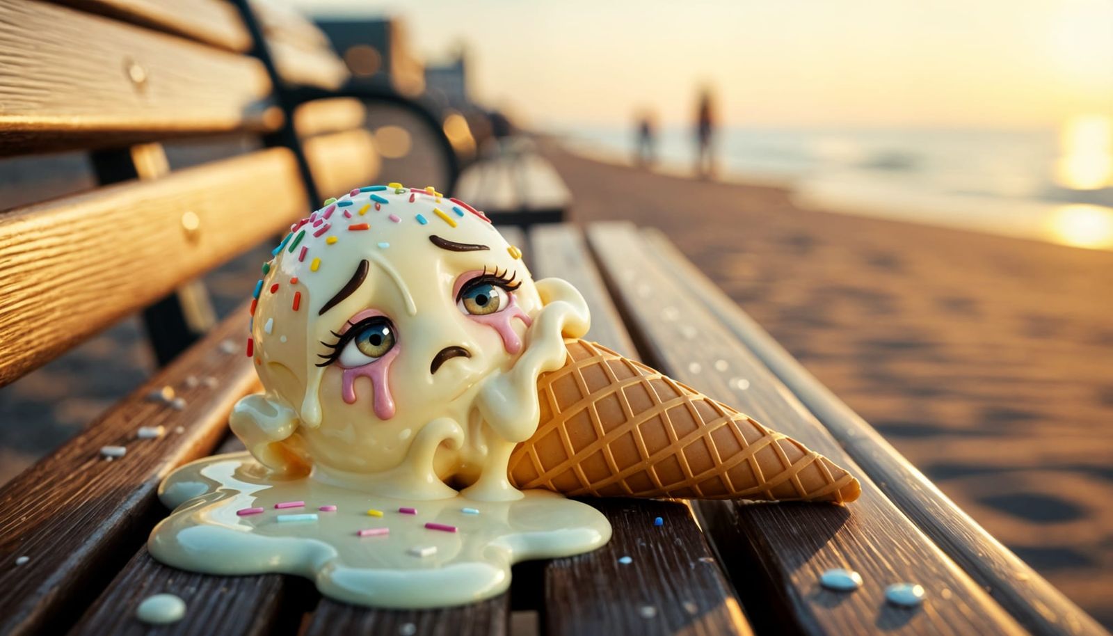 Melting Ice-Cream Cone Having an Existential Crisis

Realistic whimsical sadness

Prompt:
Sunny boardwalk ...  by @HelenK