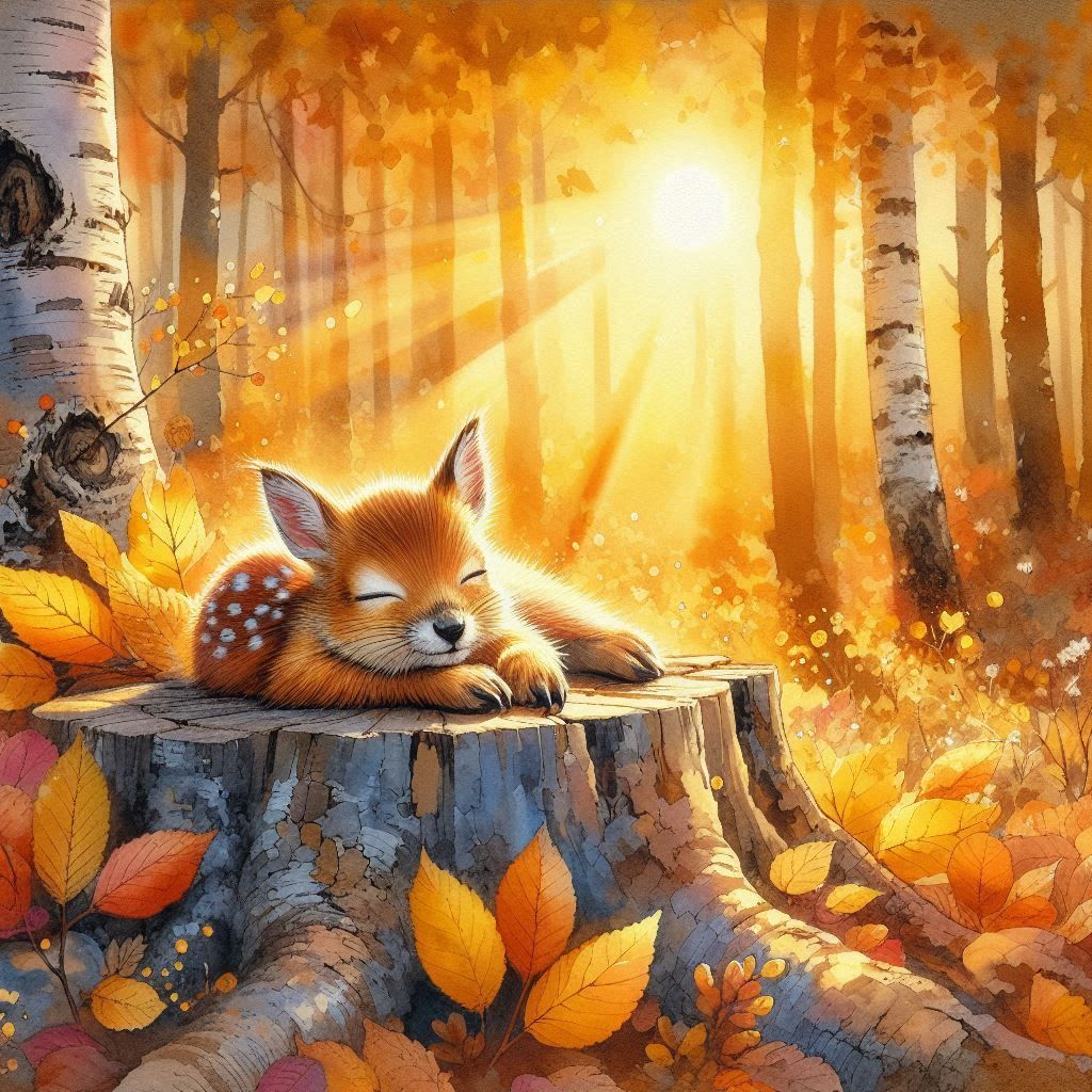 Cute deer enjoys the morning sun