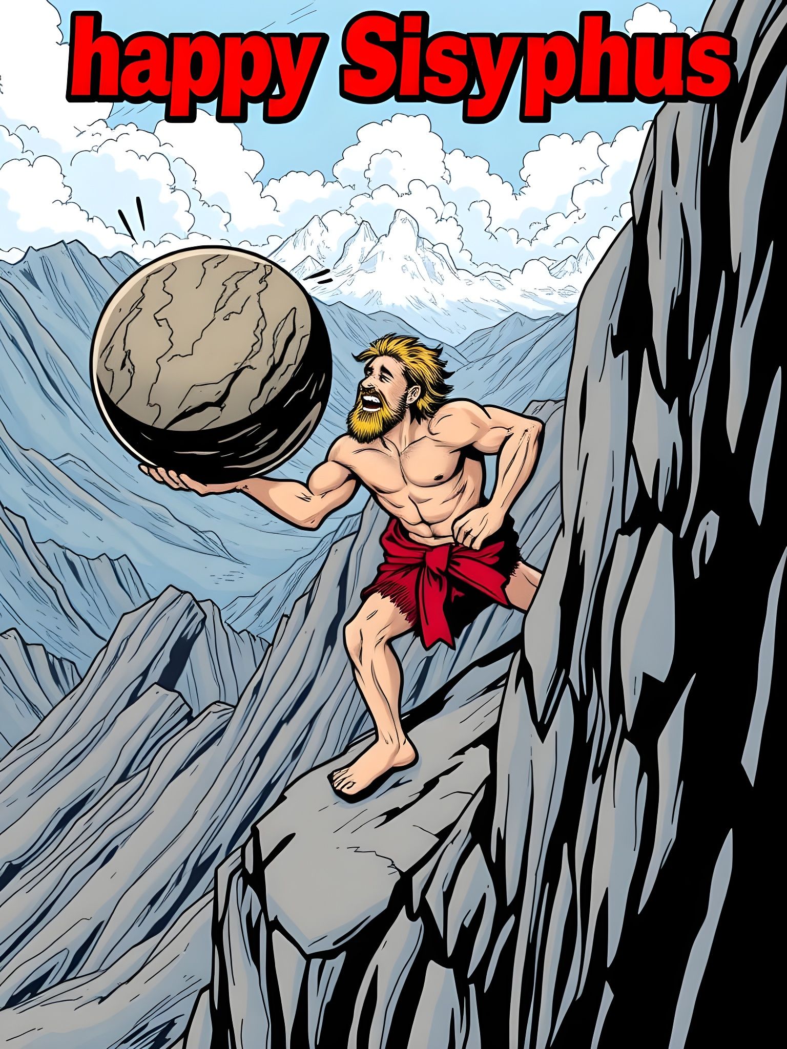 Epic Sisyphus: Rolling Towards Victory in Comic Book Style
