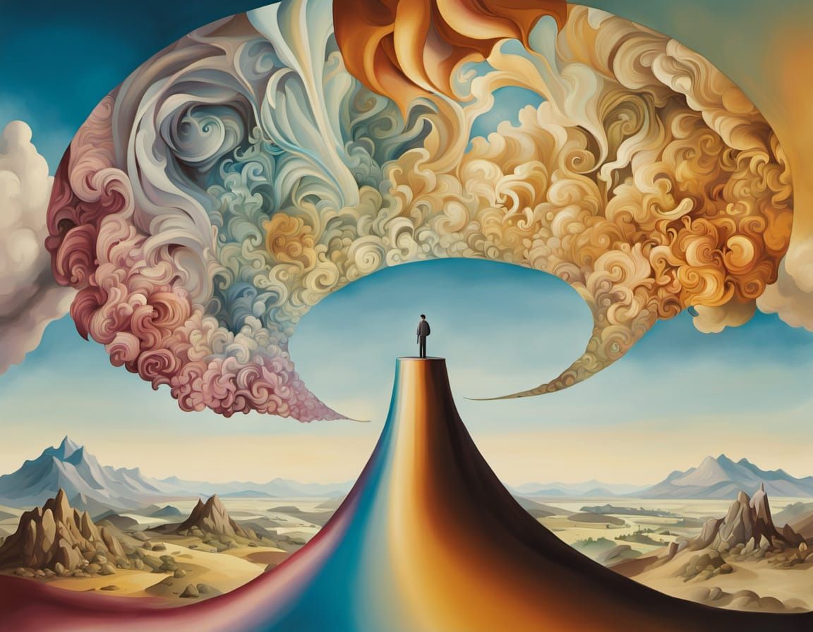 Surreal Person Gazing into Kaleidoscope in Dali Style