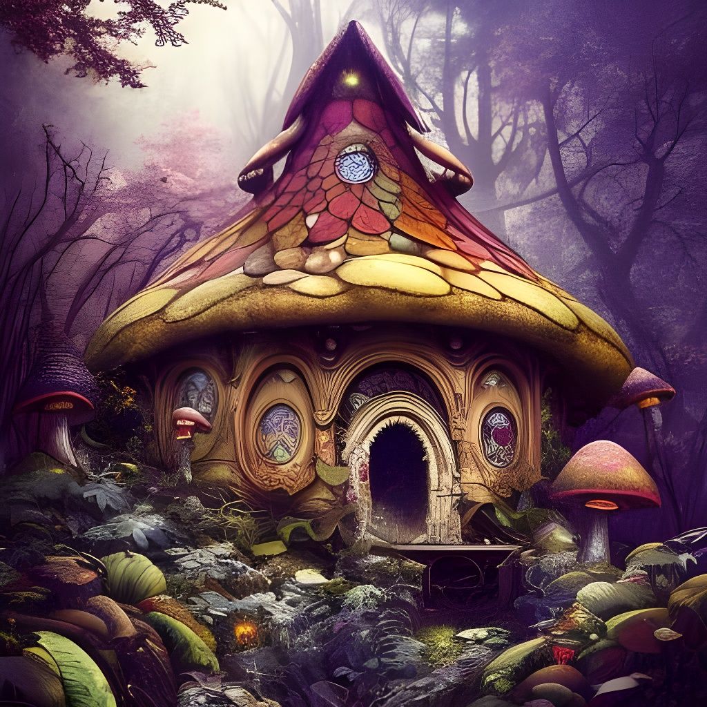 Mushroom house - AI Generated Artwork - NightCafe Creator