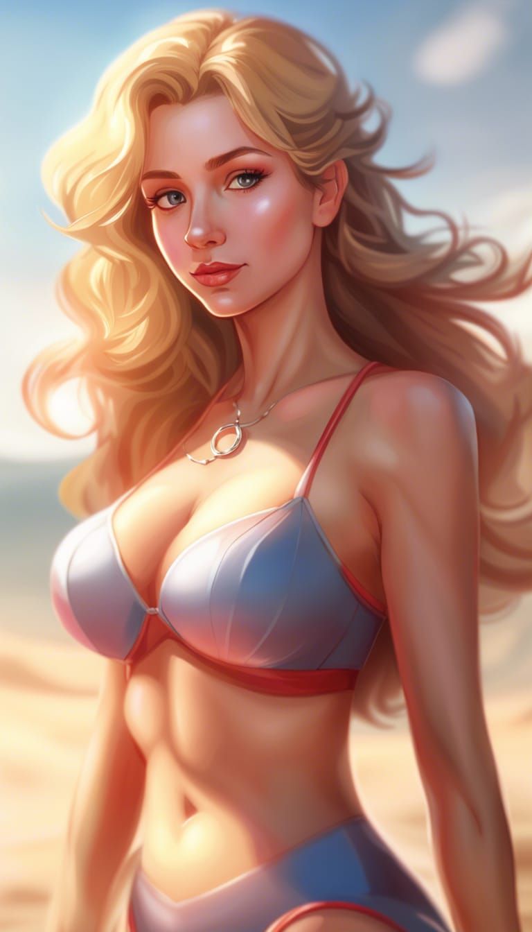 A realistic high resolution photo of princess peach sunbathi...