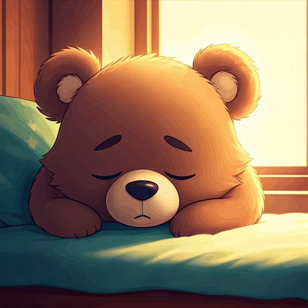 Sleepy Anime Bear Dreams of a Peaceful Slumber