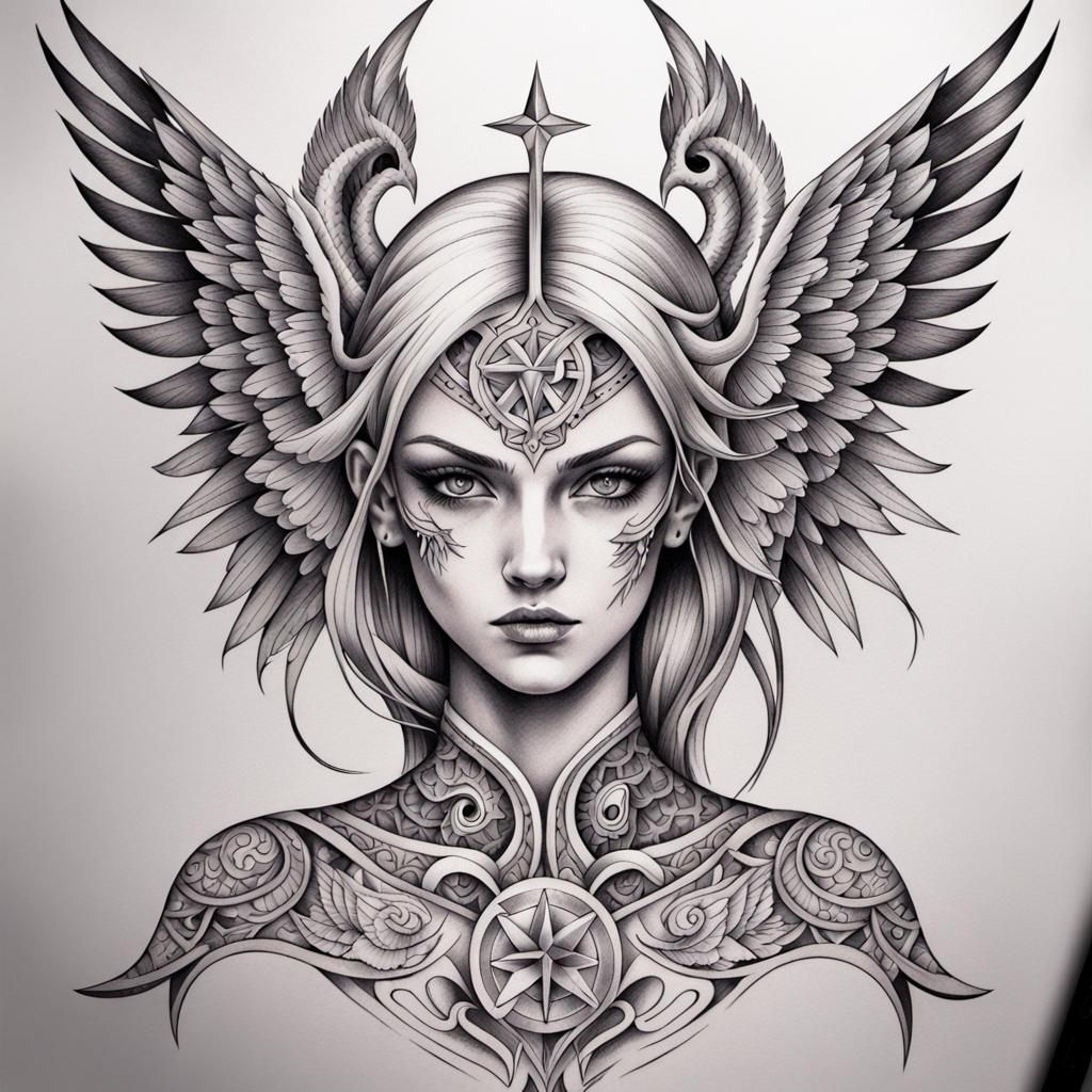 female samael tattoo pattern - AI Generated Artwork - NightCafe Creator