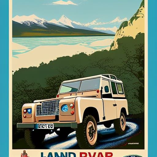 Land rover travel poster