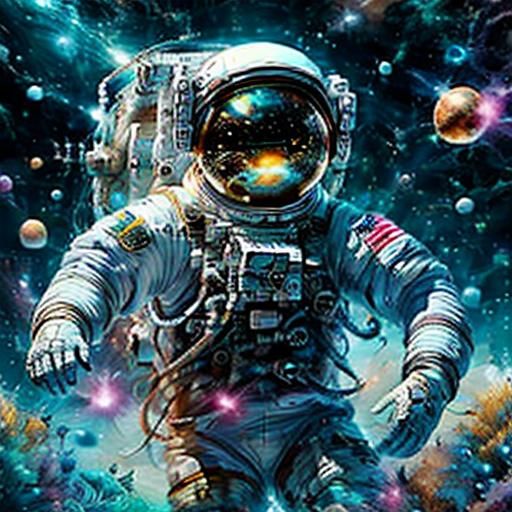 Beautiful astronaut floating near a space station, fancy, galactic, beauty <lora:Astronaut:1.0>