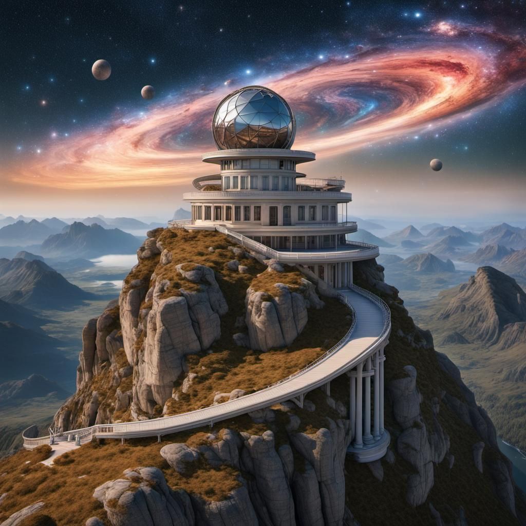 In the heart of a surreal landscape, where the fabric of tim...