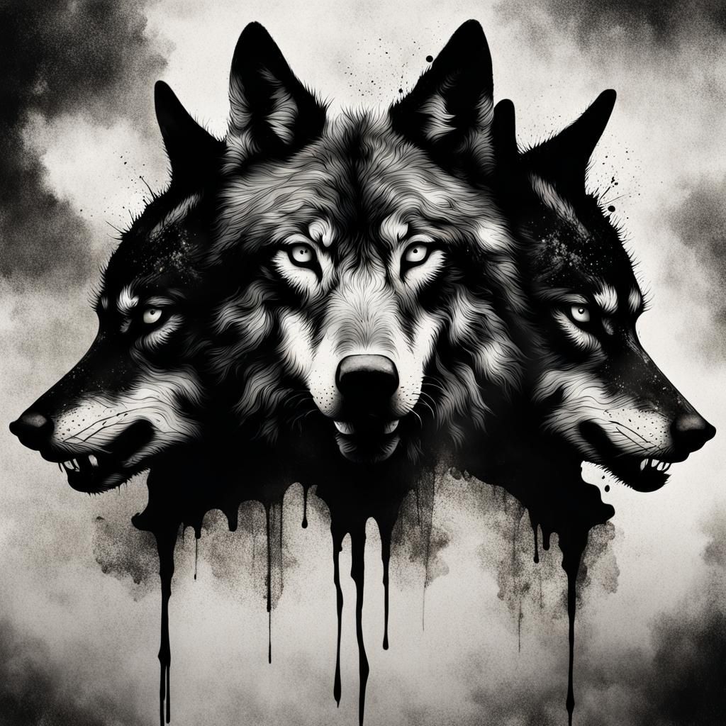 Three-headed wolf - AI Generated Artwork - NightCafe Creator