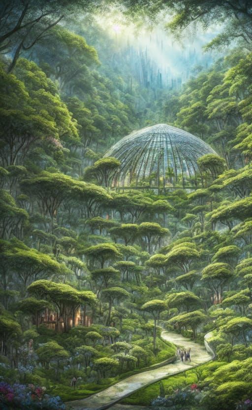 <lora:Glass and Light:1.0> Masterpiece Monday. Digital Painting. A breathtaking, lost civilization city is rendered in stunning detail, with...