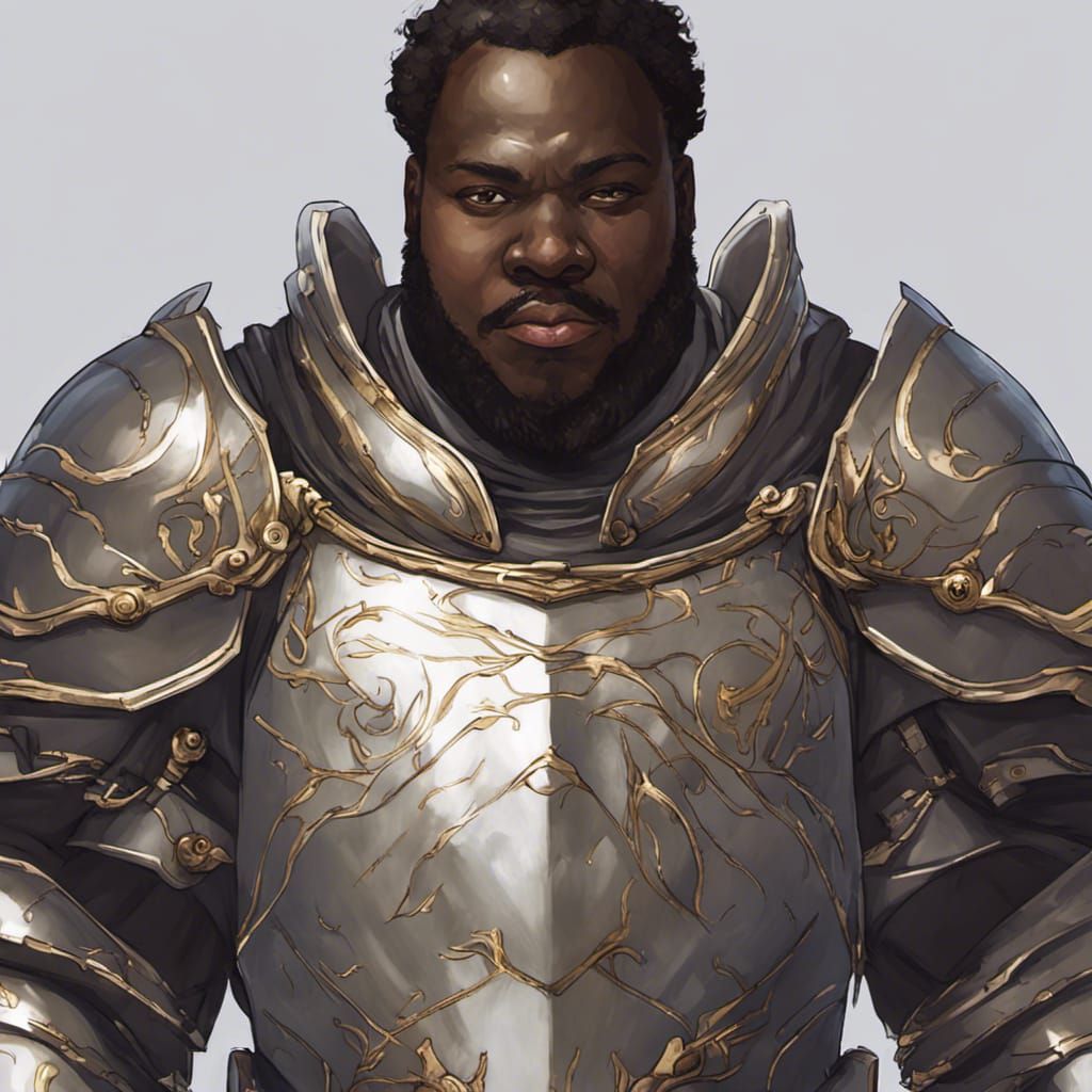 A fat black skinned paladin in a shiny armour - AI Generated Artwork ...