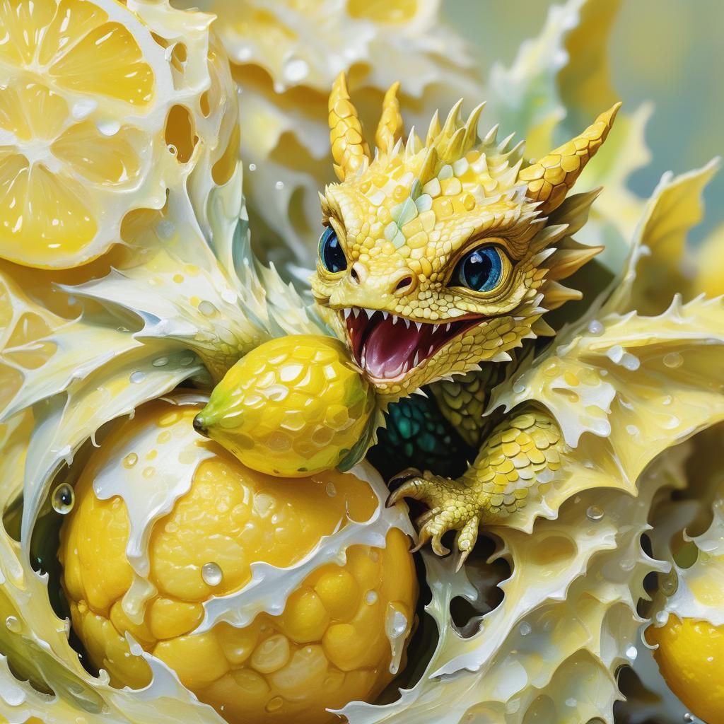 Teeny Tiny Dragon+Lemon 🍋+🐉 textural fusion  by @LilacVenom