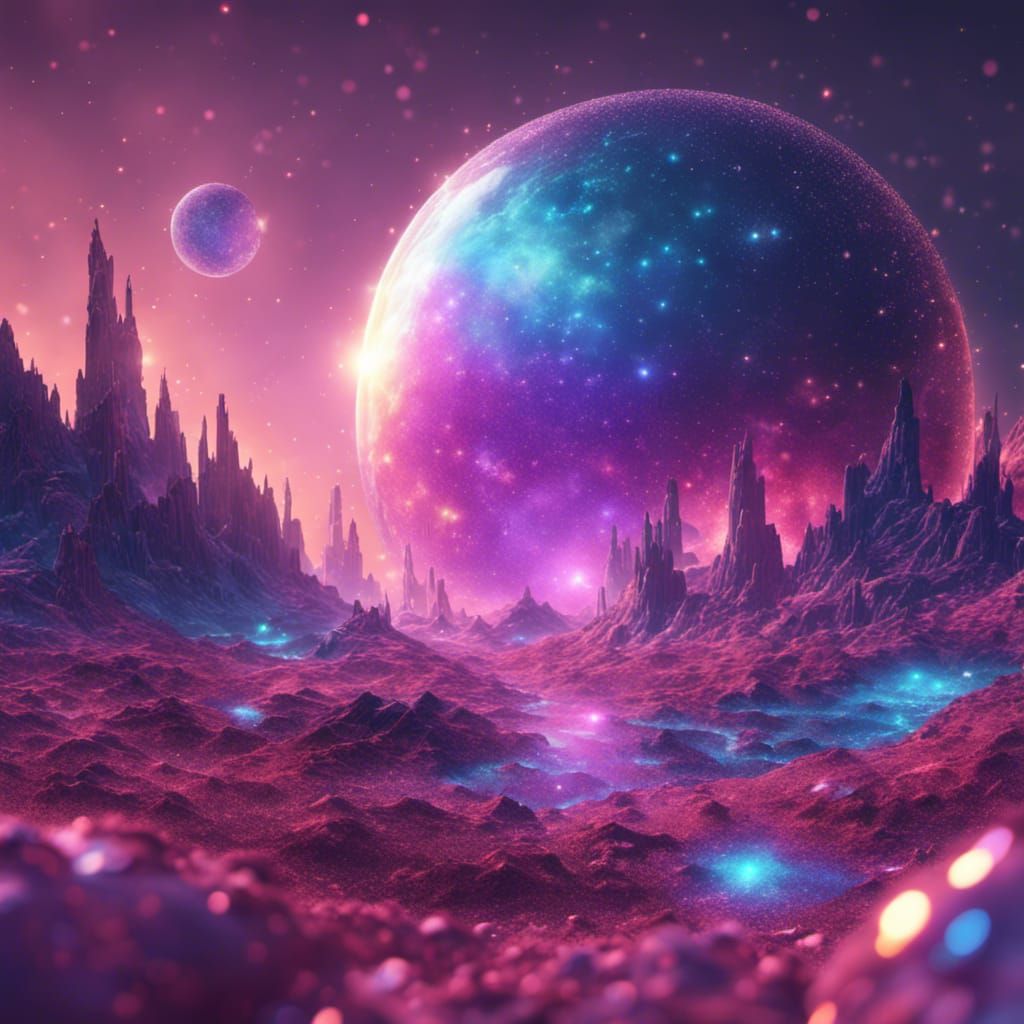 Glitter planet landscape,  sparkling, 8k resolution concept ...