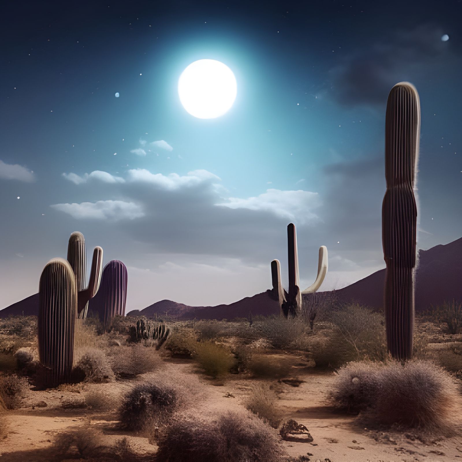 Full moon over the empty desert undefined