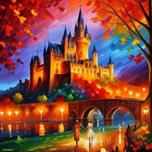 Castle in style of Leonid Afremov