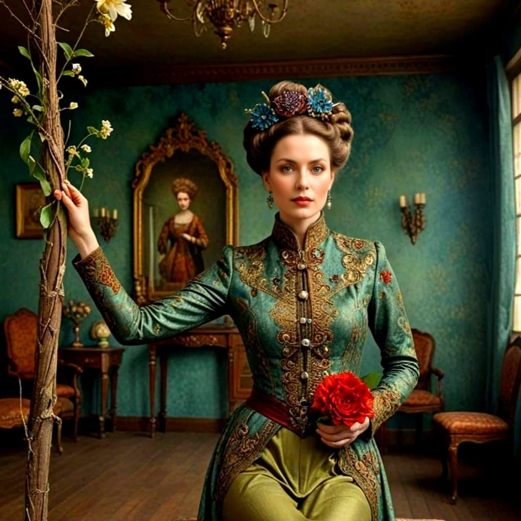 Expressive Portrait of a Charming Lady in Surrealist Style