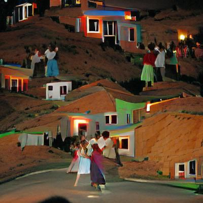 neighbors dancing in the street