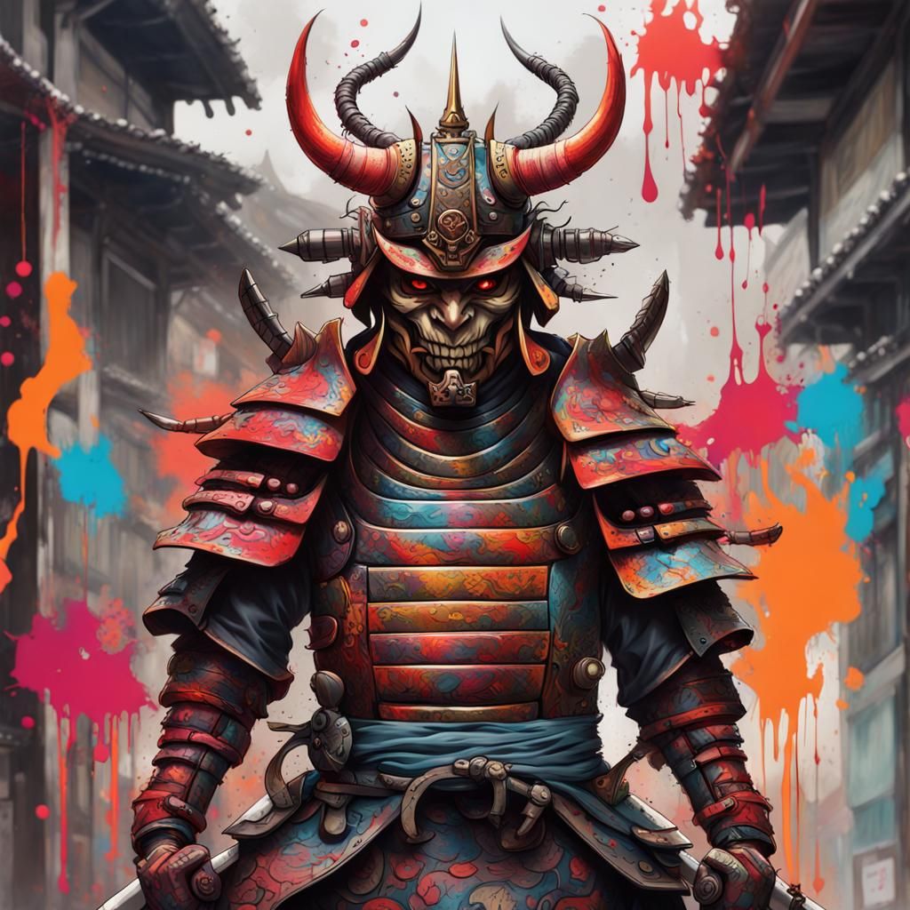 Samurai demon vivid illustration - AI Generated Artwork - NightCafe Creator