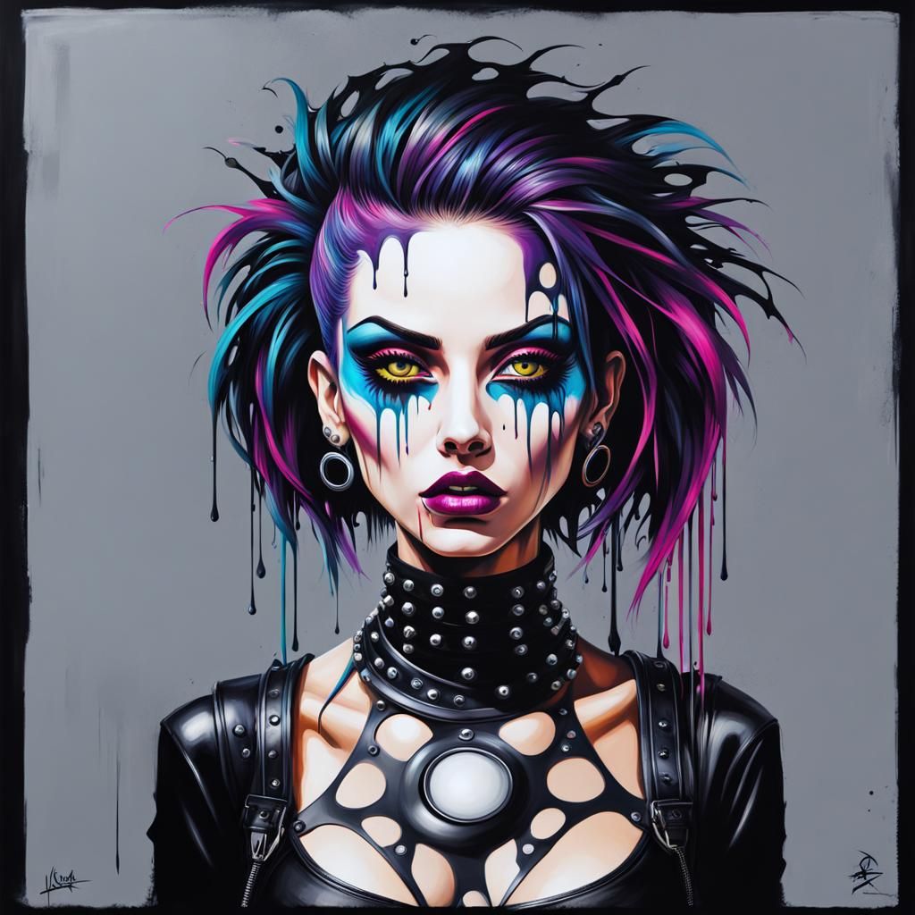 abstract gothic punk female face with (eyes bulging out attached to ...