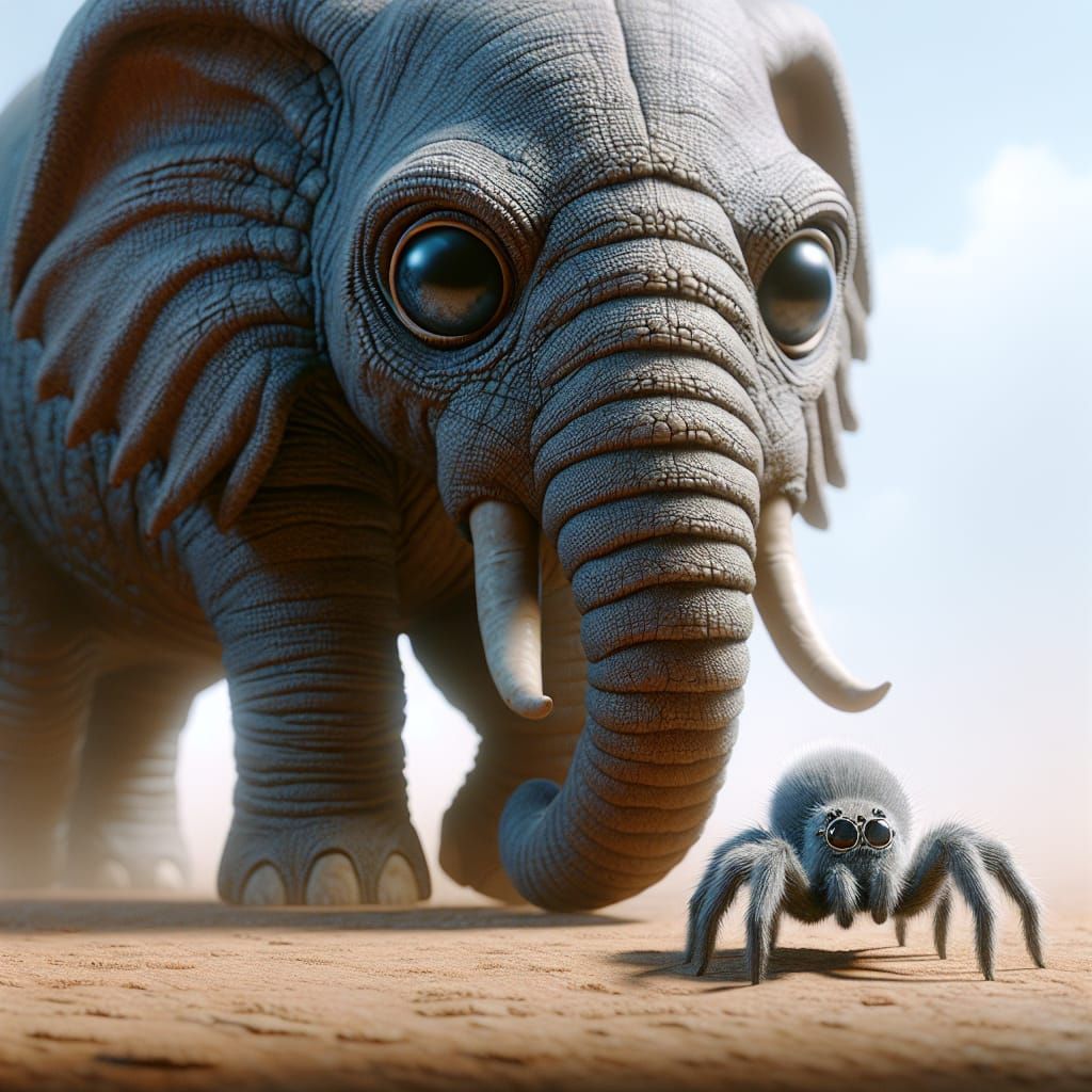 An Elephant looking suspicious at the spider 🕷️
