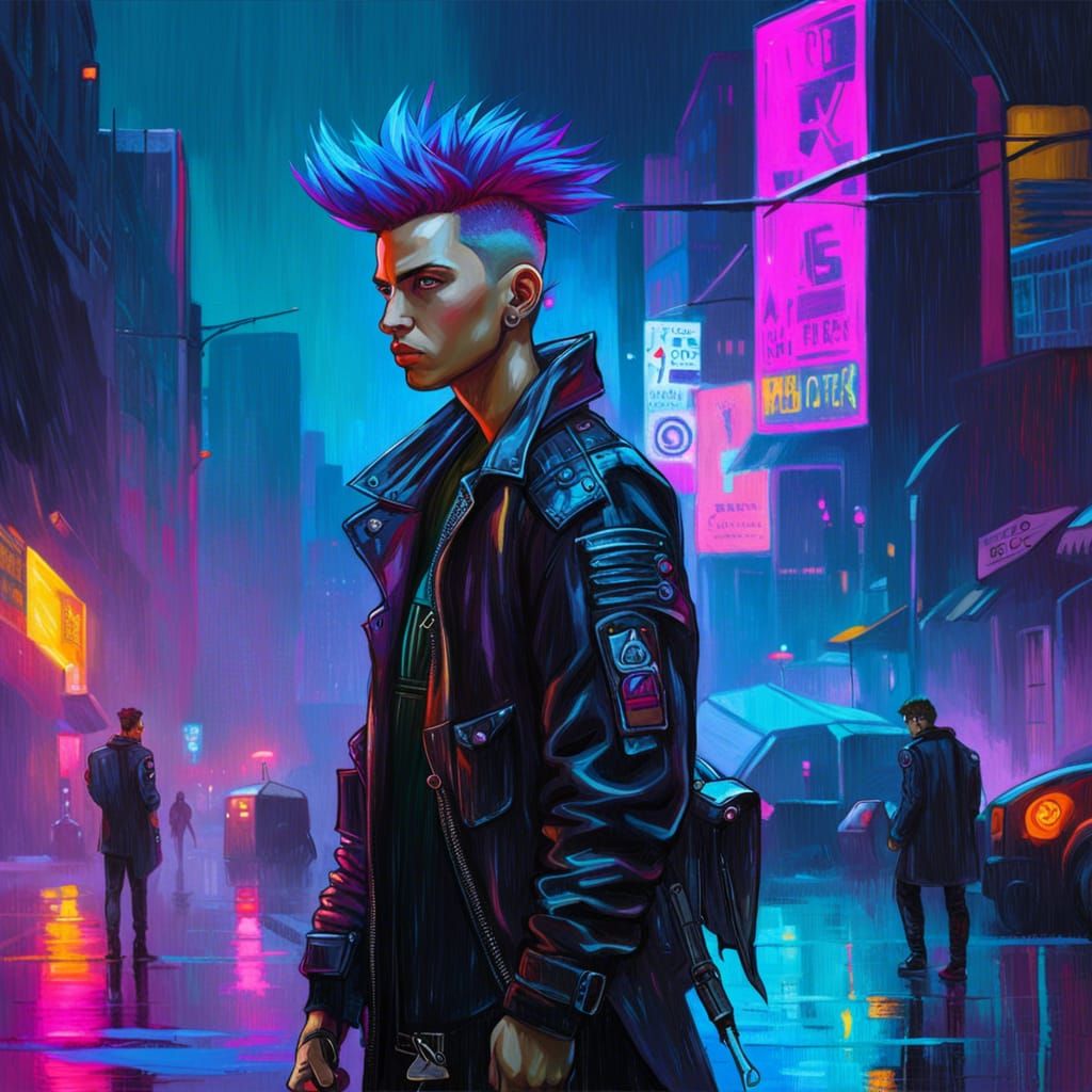 Impressionist Cyberpunk boy - AI Generated Artwork - NightCafe Creator