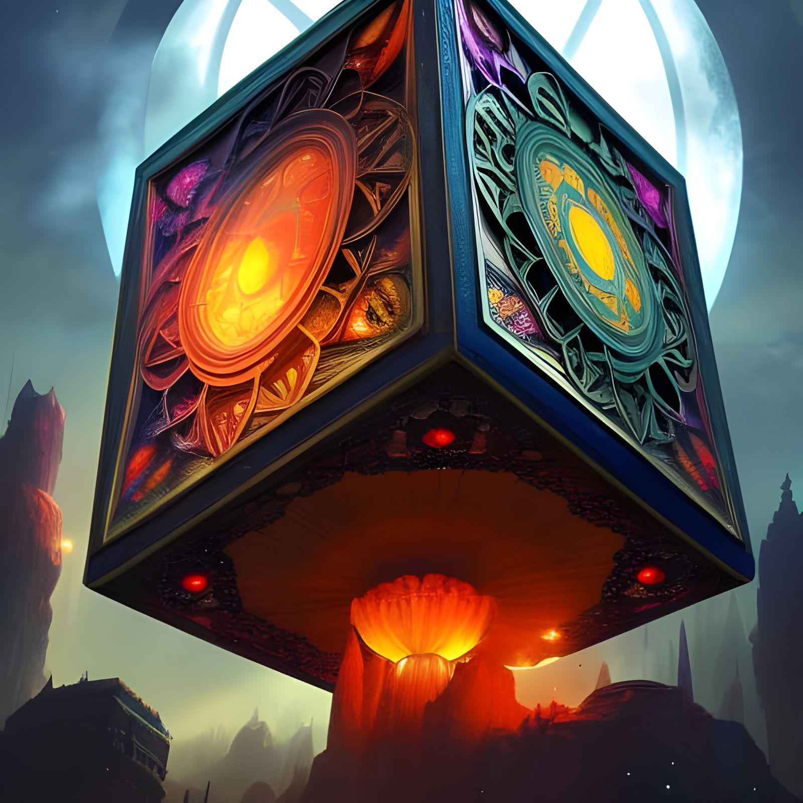 Occult Flower Cataclysm: A Vintage Cosmic Illustration