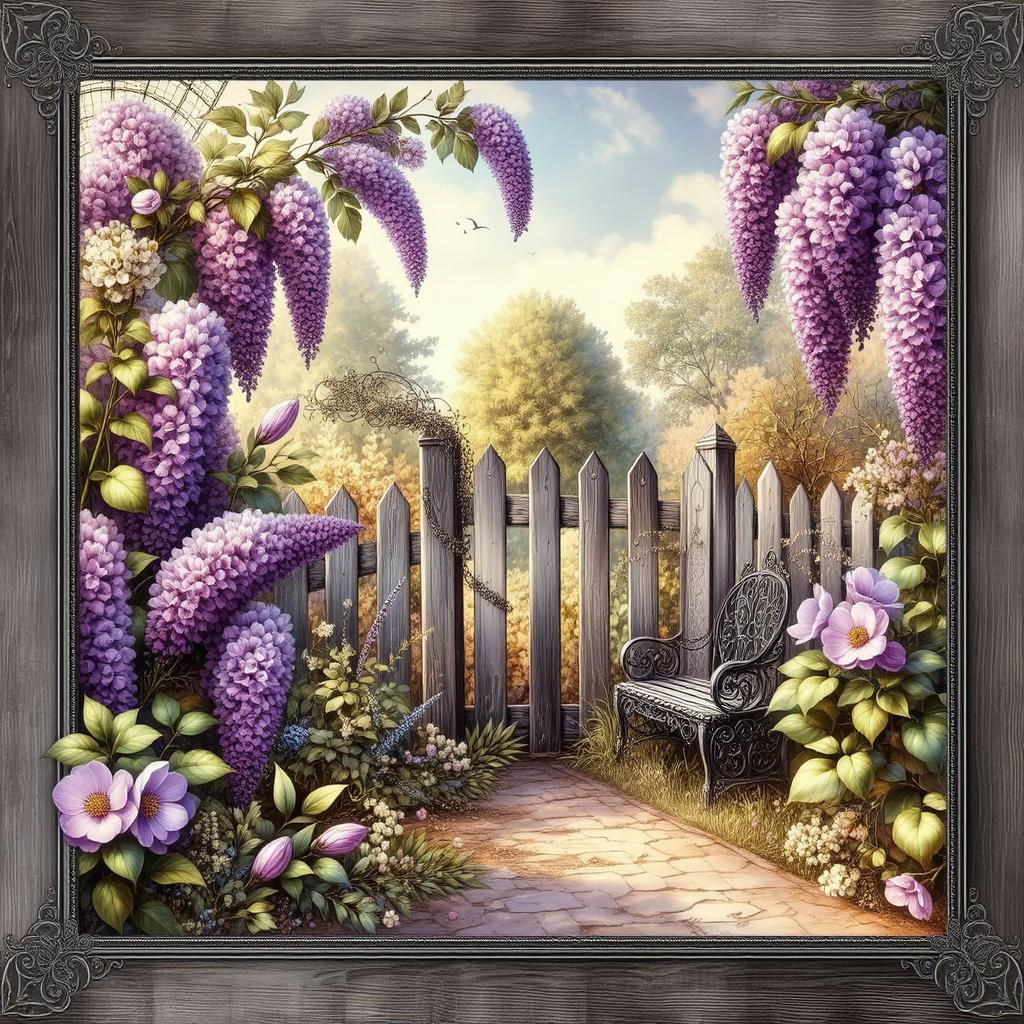 Framed Wisteria Garden