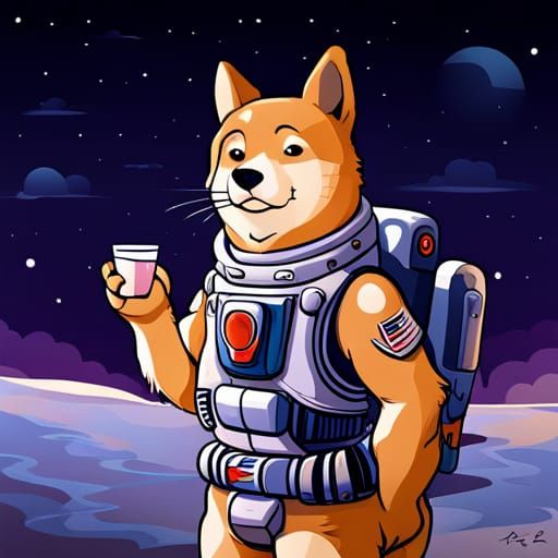 A full body portrait of a shiba inu wearing a space suit - AI Generated ...