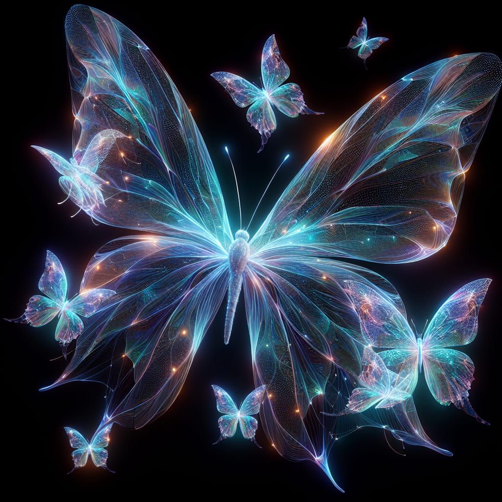 hologram image of butterflies.   by @GreenNails 