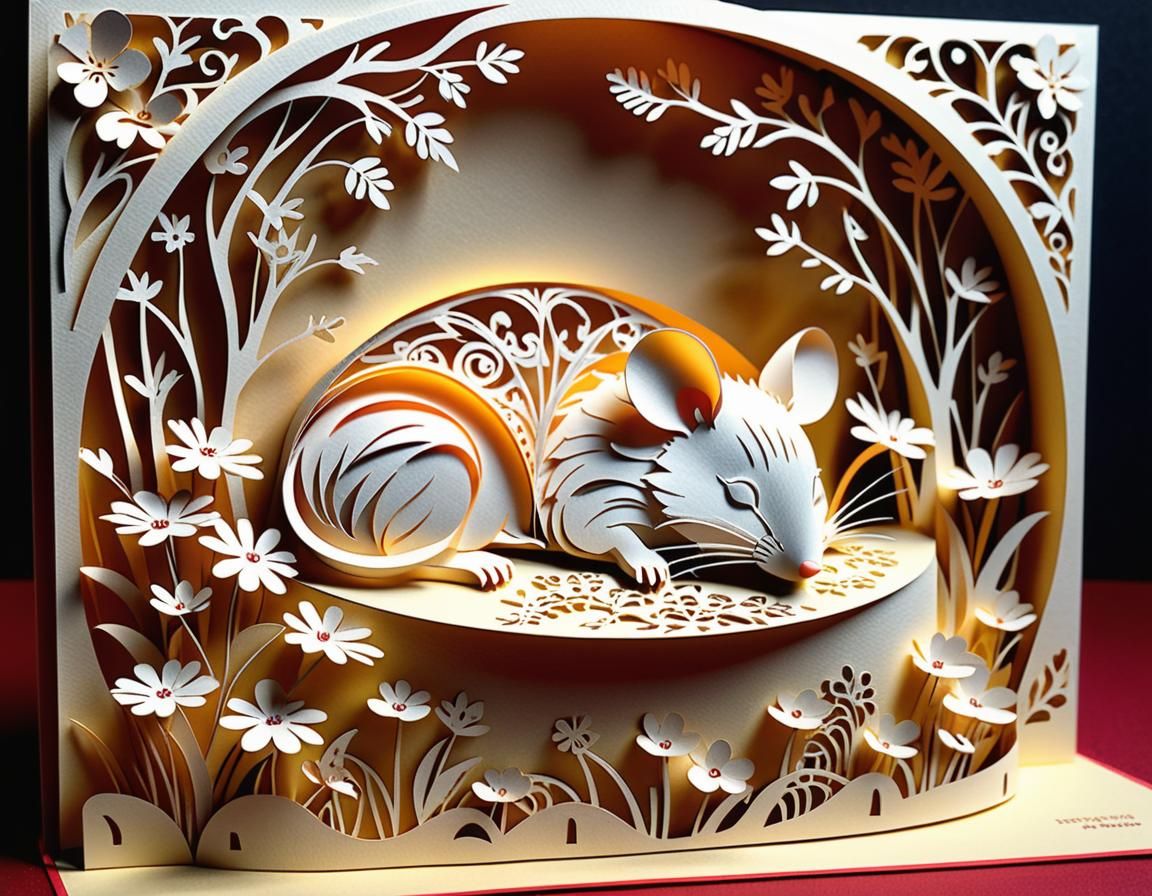 Kirigami, sleeping mouse