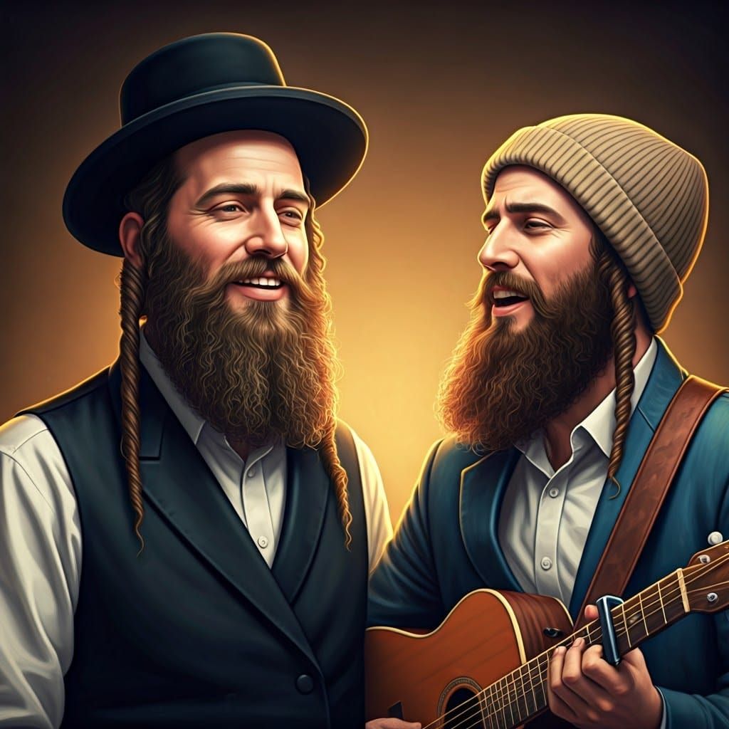 Joyful Hasidic Singers in Vibrant Celebration