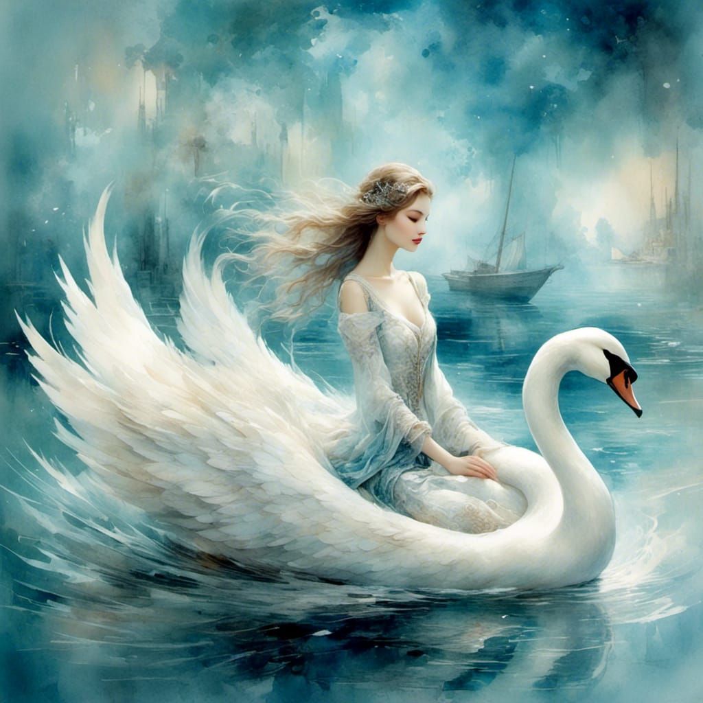 A small fantasy swan boat  by @axelb