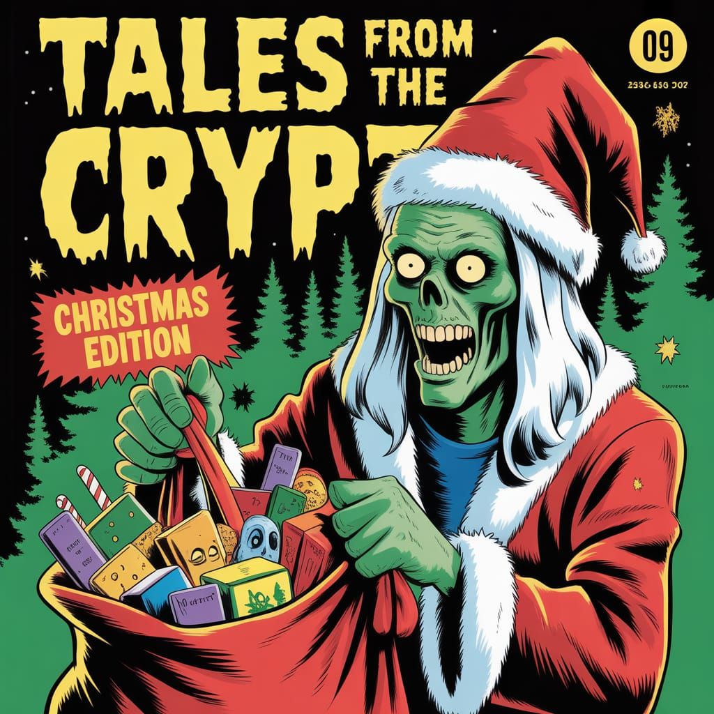 A vintage issue of "Tales From the Crypt: Christmas Edition." The Crypt Keeper is dressed like Santa ...  by @KWriter