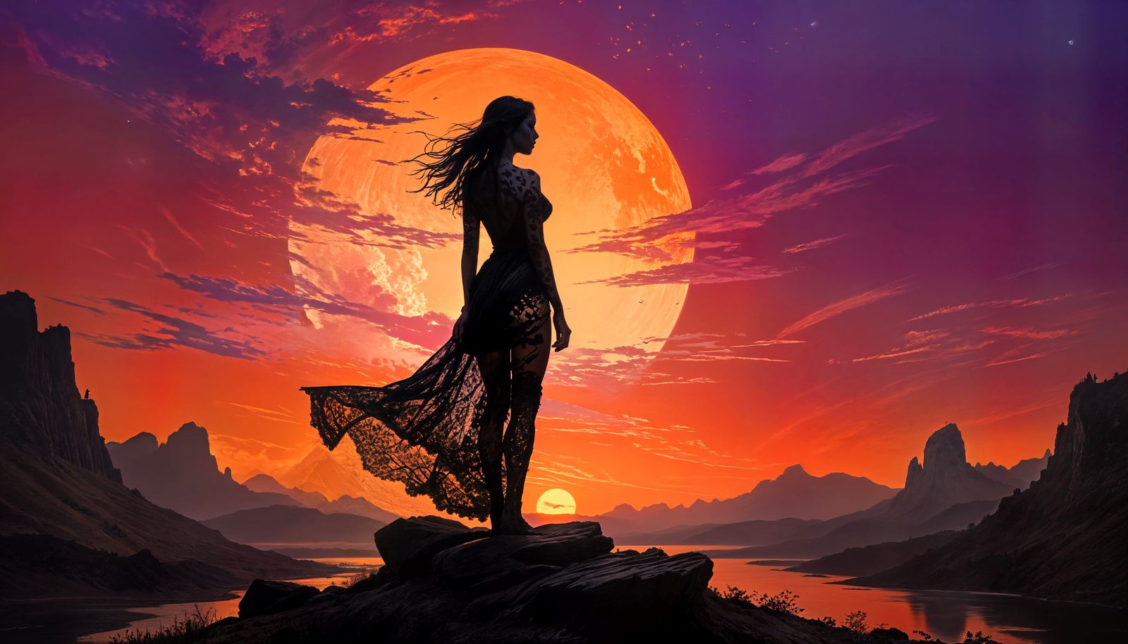 Sunset Moon Silhouette  by @Allen Wilkinson