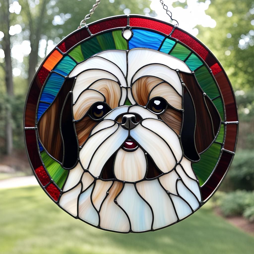 stained glass shih tzu - AI Generated Artwork - NightCafe Creator