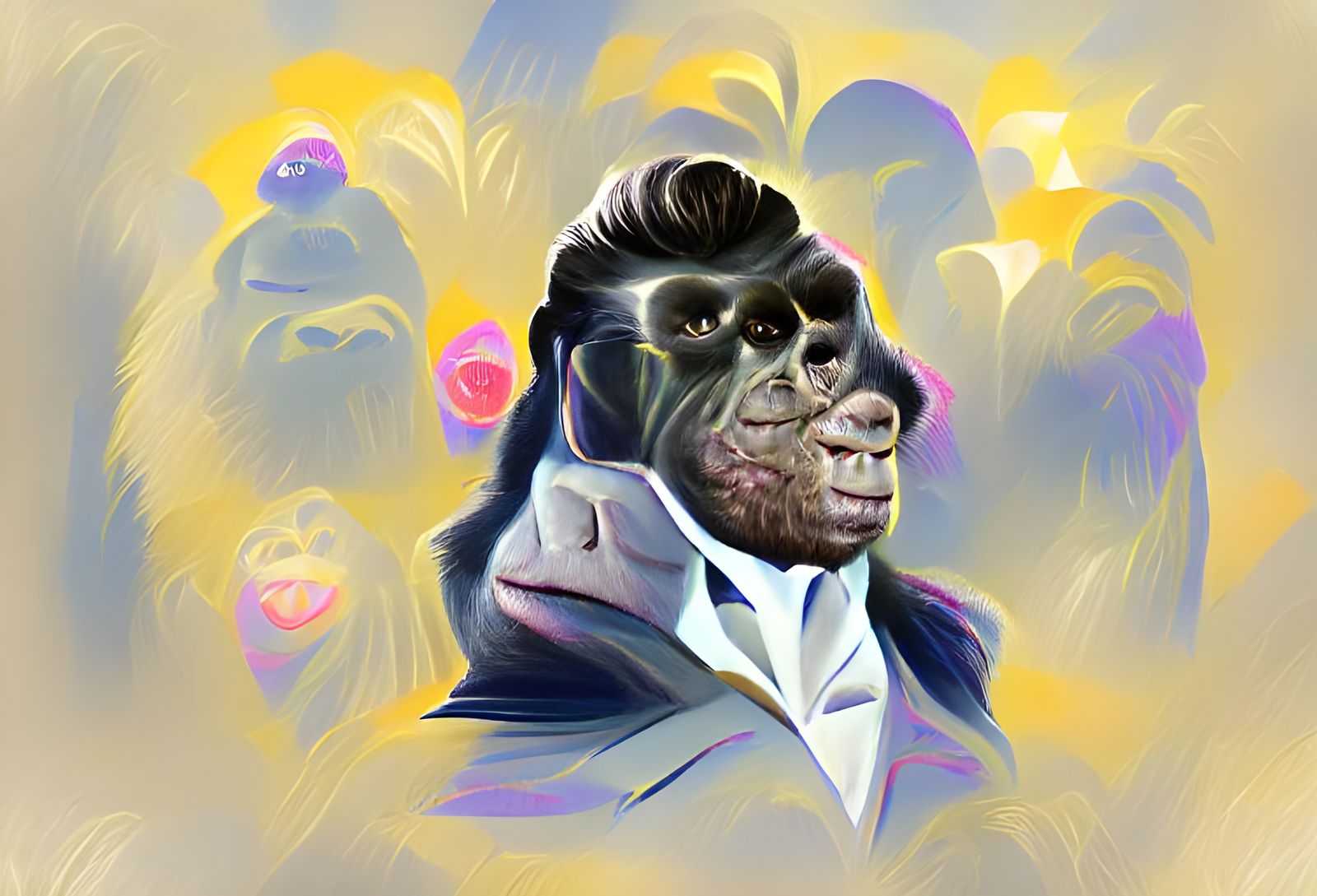 portrait of a ape that looks like a movie star
