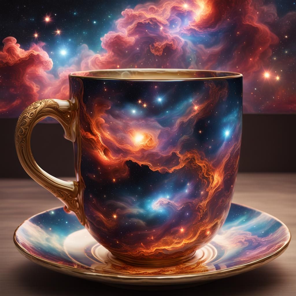 Ghilbi studio art;an epic surreal magic fire dream nebula do...
