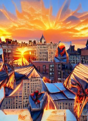 sunset over the rooftops of New York