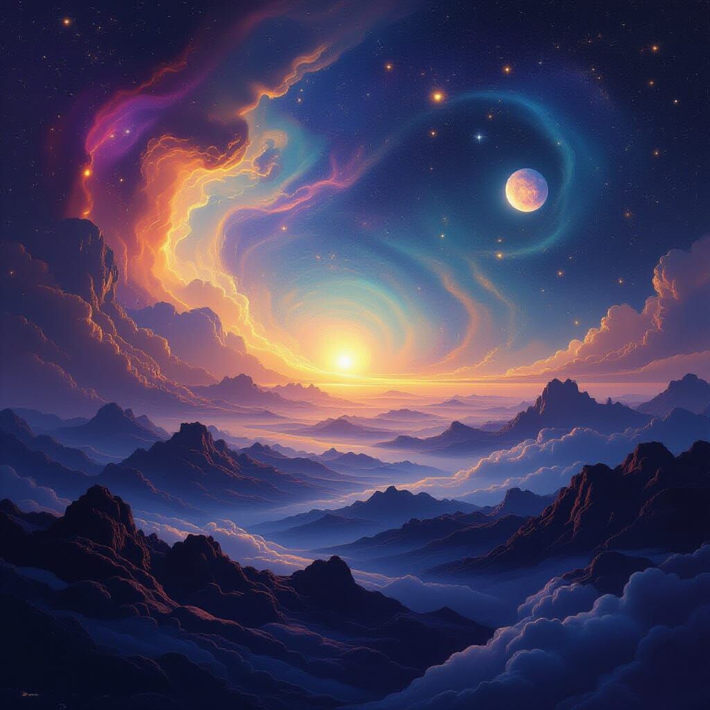 Cosmic Dreamscape in Surrealist Ethereal Style
