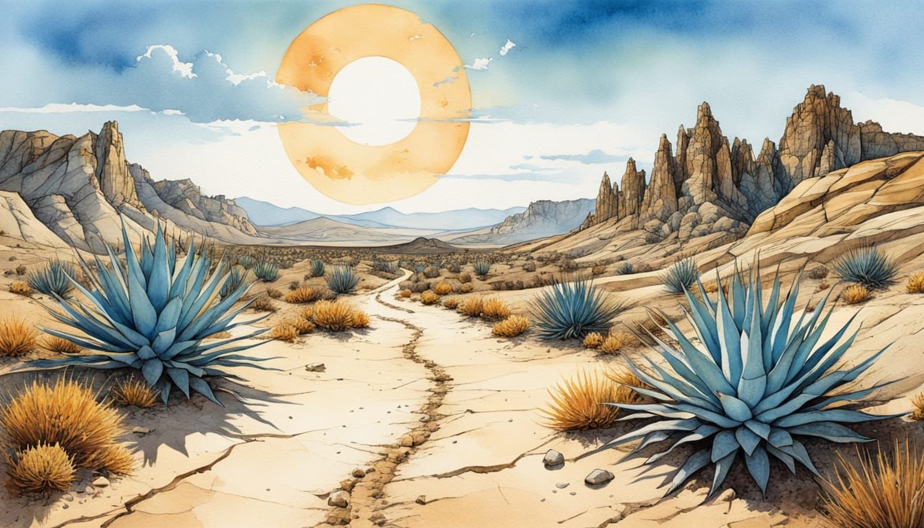 Tabernas Desert Cinematic Illustration in Western-Punk Style