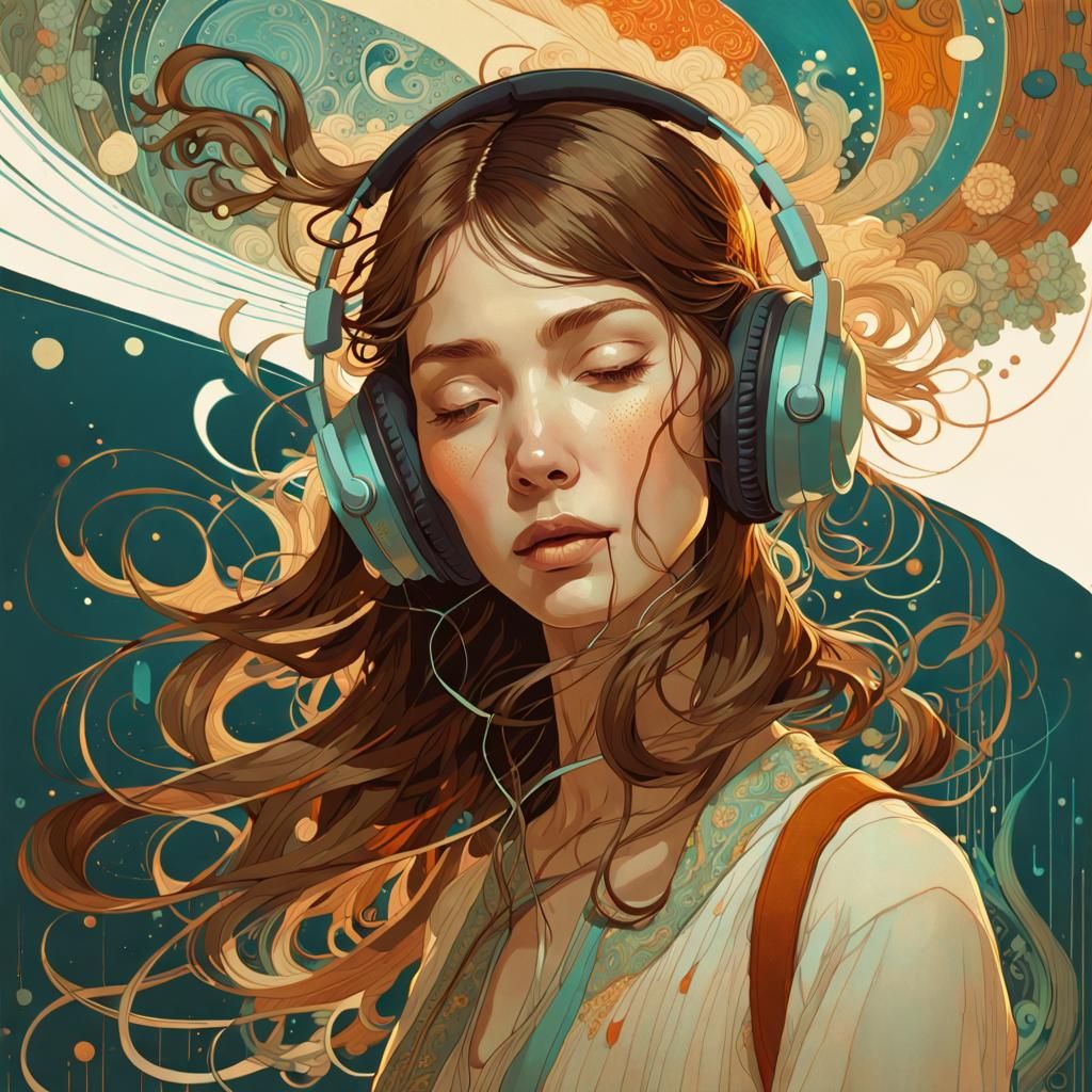 The Girl Who Loves Music - AI Generated Artwork - NightCafe Creator