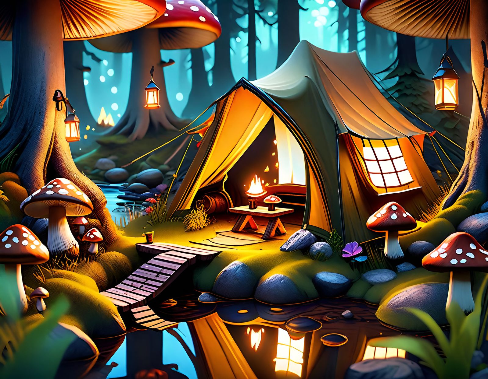 Camping in an enchanted forest