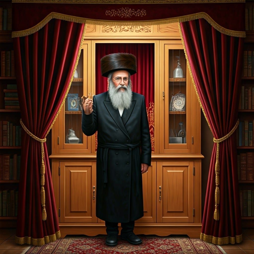 Orthodox Man Beside Cabinet in Chagall Style