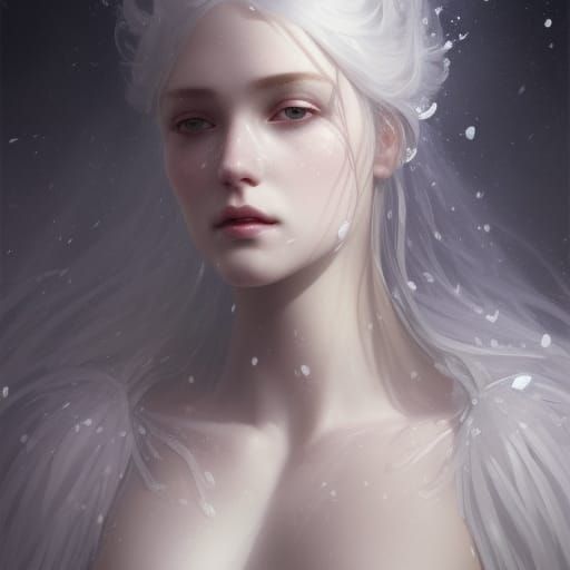 White Queen of snow and ice so beautiful like angel under wa...