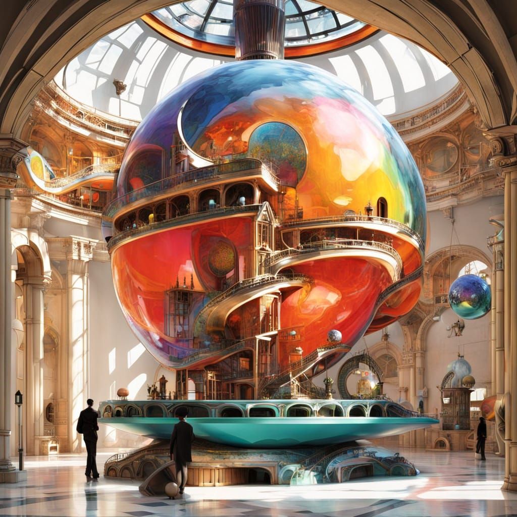 Floating steampunk heart with intricate clockwork mechanisms