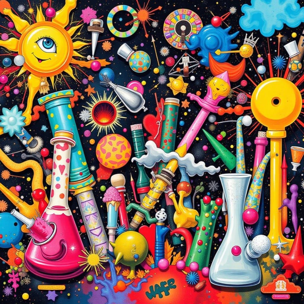 stoner collage of bongs <lora:synthura:1.0>
