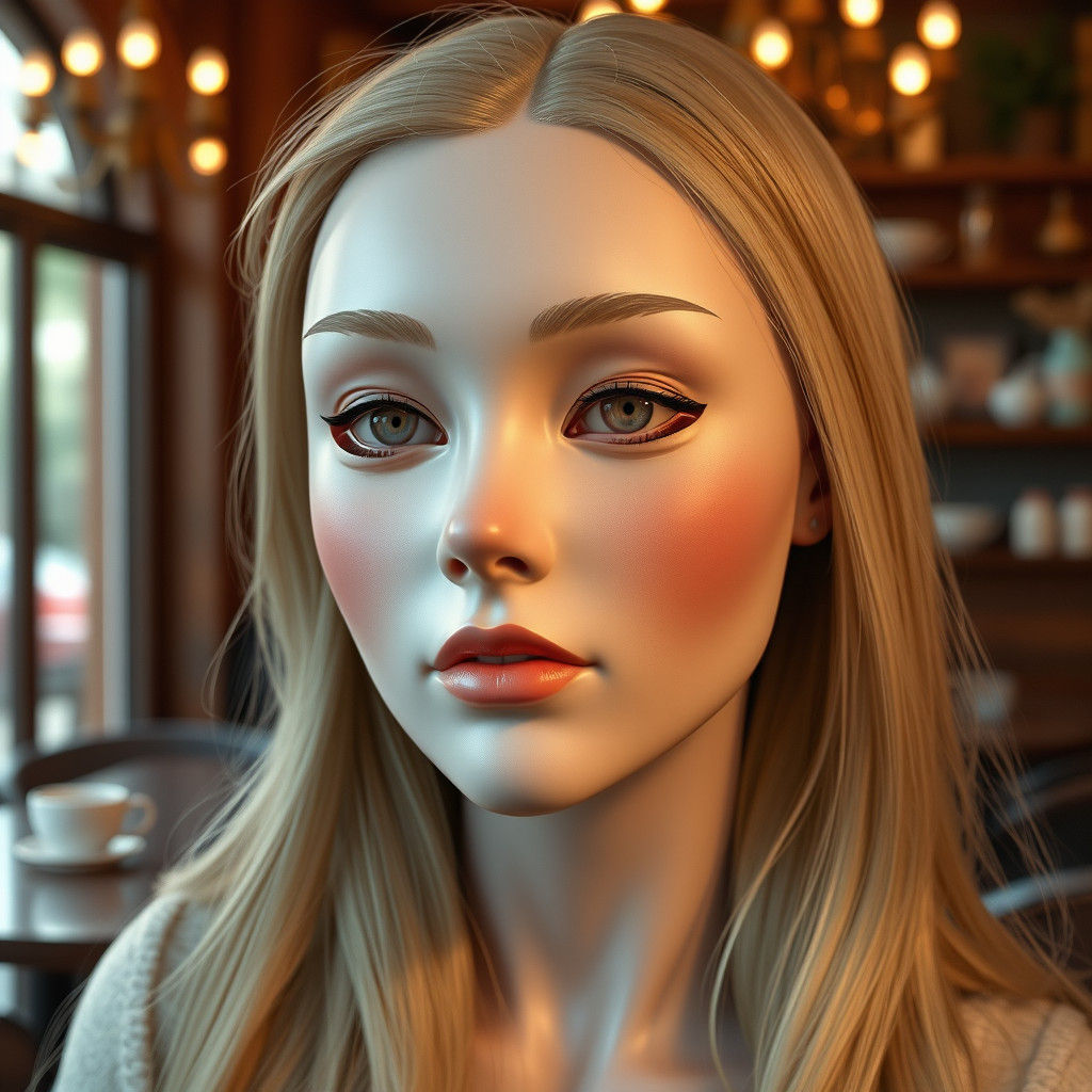 Lifelike Female Mask in Art Nouveau Style