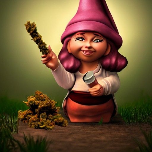 High resolution female gnome smoking Marijuana