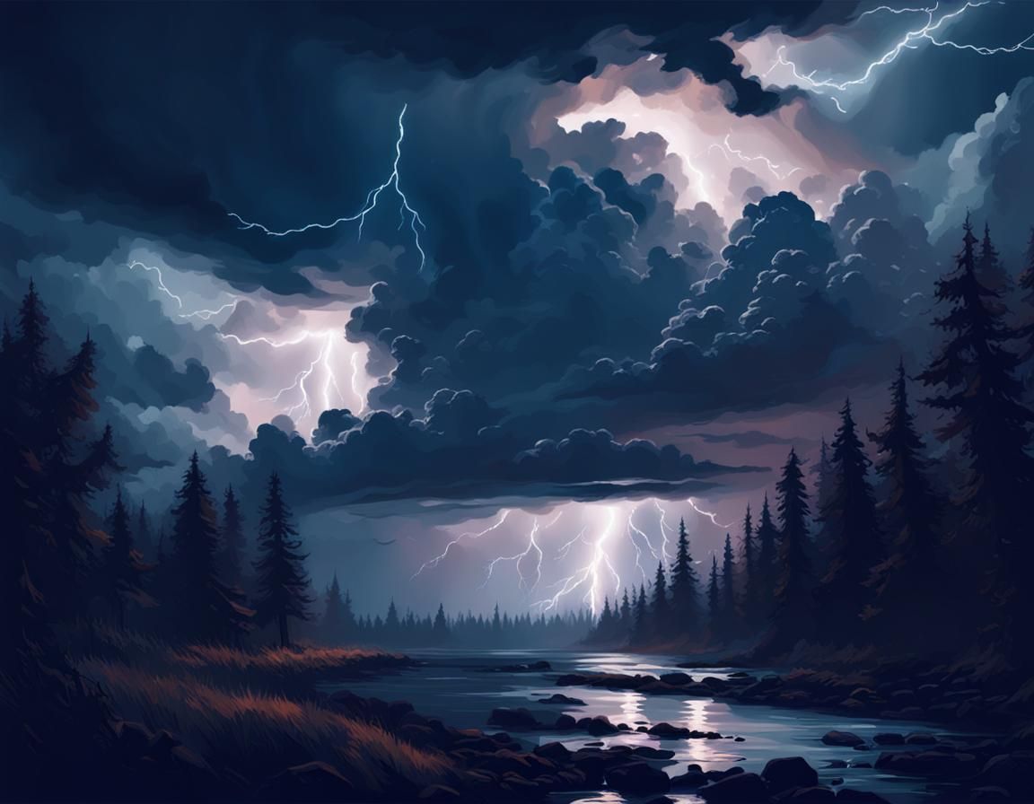 Dramatic Lightning Storm Illuminates Night Sky