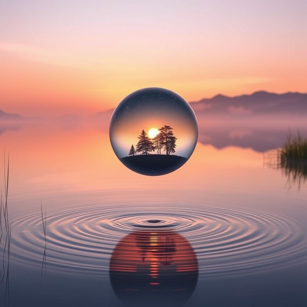 Serene sunset over calm water,