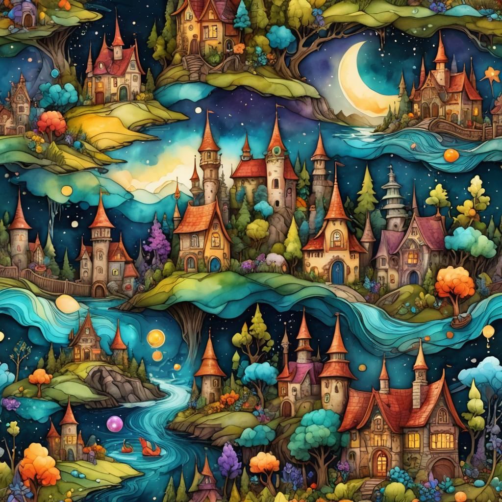A vibrant 3D HD whimsical stylized Storybook Illustrations